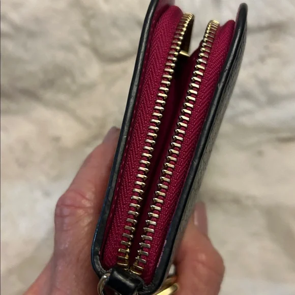 Christian Dior black and raspberry leather long zip around wallet with charms - Picture 9 of 17